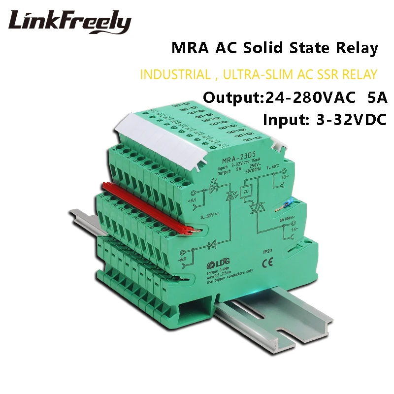 MRA-23D5 10 шт. PLC интерфейс твердотельный релейный модуль 5A Вход: 3 в 5 в 12 В 24 В DC AC SSR реле напряжения din-рейка плата управления