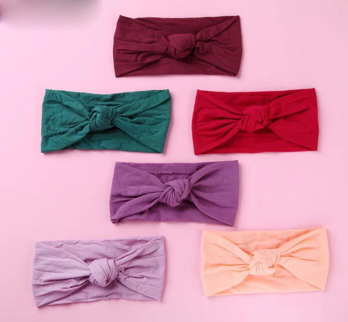 

27 color Pick 36pc/lot 2019 New Knot Hair Bow Wide Nylon Headbands Newborn Knotbow Nylon Turban Headwrap Girls Hair Accessories