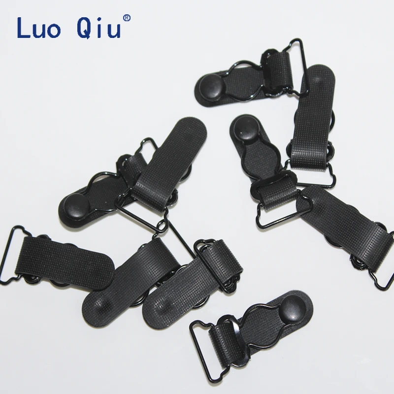 Luo Qiu 50 pcs/lot 20MM Plastic Black Corset Leg Garter Belt Clip Hooks