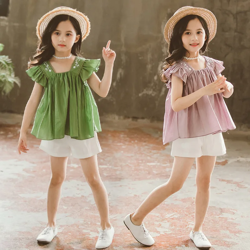 

Girl Summer Clothes Little Girls Clothing Set Children Boutique Outfits Kids Tops +Shorts 2pcs 2 3 4 5 6 7 8 9 10 11 12 13 Years