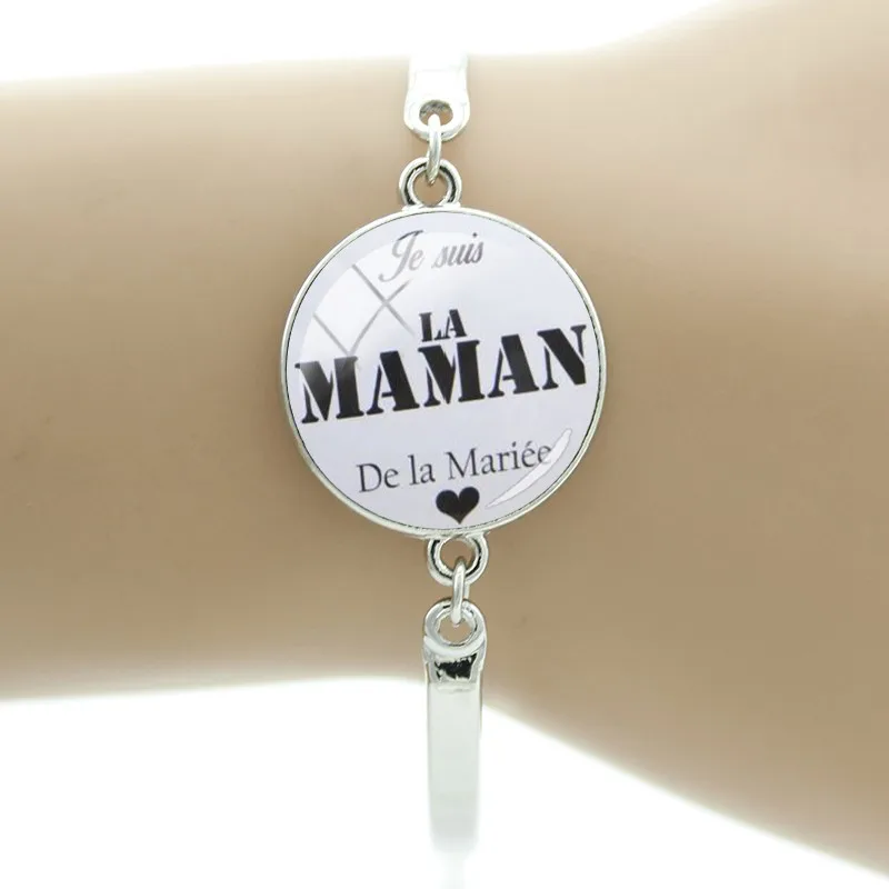 TAFREE серебряный цвет супер Maman мама стекло кабошон шарм браслеты французский алфавит дизайн подарок матери MM107 - Окраска металла: MM102