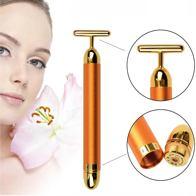 24k Gold Vibration Facial Slimming Face Beauty Bar Pulse Firming Facial