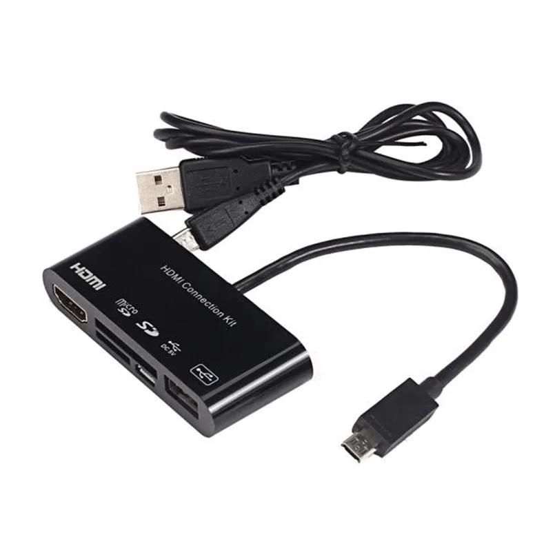 

Reliable 2017 New 5in1 Micro USB  to HDMI HDTV Adapter USB OTG SD Card Reader Kit