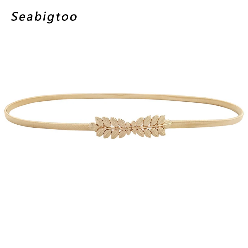 

Seabigtoo leaves Metal buckle waist chain belts for women dresses ladies belts female high quality women fashion 2018 straps hot