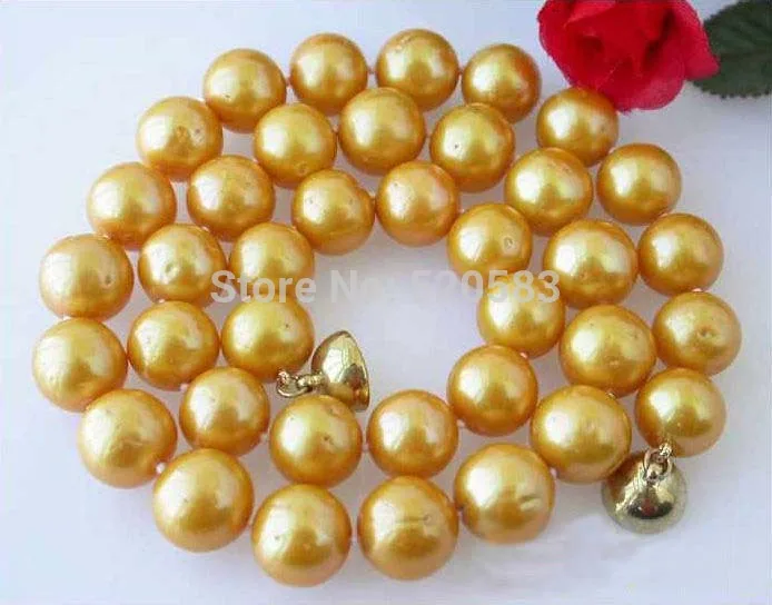 

AAA 17" 9MM ROUND GOLDEN FRESHWATER PEARL NECKLACE MAGNET AAA