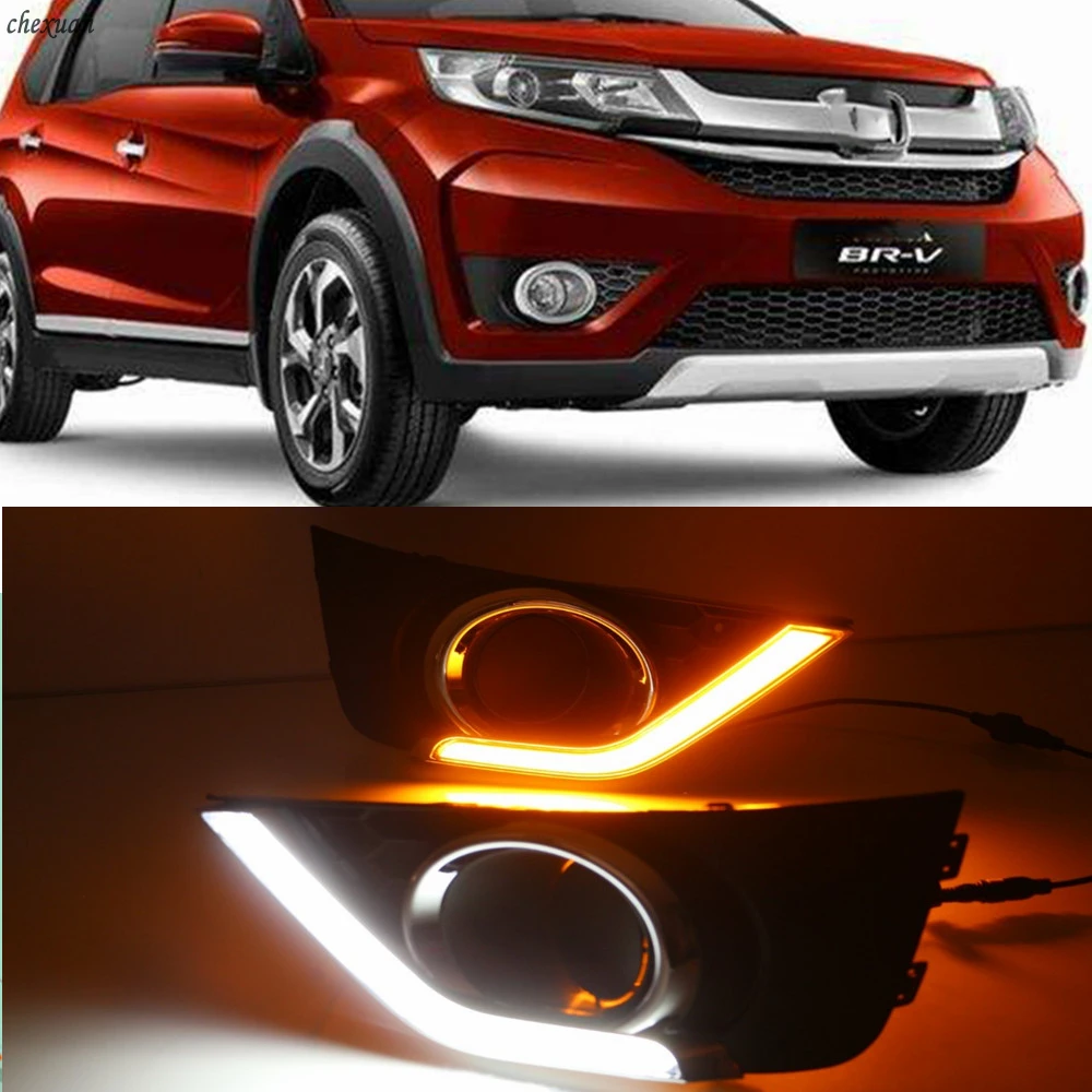 

CSCSNL 1 set Turn Signal style relay 12V ABS Car LED DRL Daytime Running Lights Accessories For Honda BRV BR-V 2016 2017