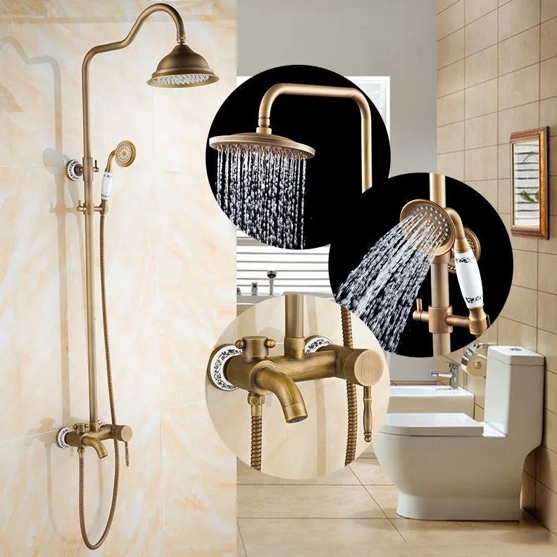 New arrival Luxury Antique Copper Shower Faucet Set / Ceramic
