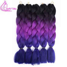 Рафинированные волосы 24 дюймов Крупногабаритные Вязание косичками накладные волосы Омбре синтетические экспрессии плетение для черно-белых женщин