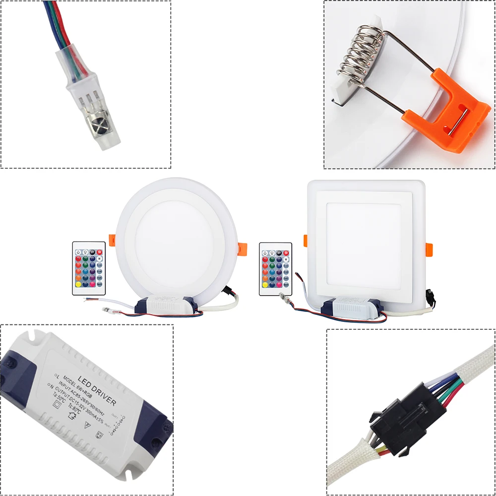 Rgb Led светильник 3 Вт 6 12 18 круглая квадратная Встраиваемая лампа AC 85 265 в