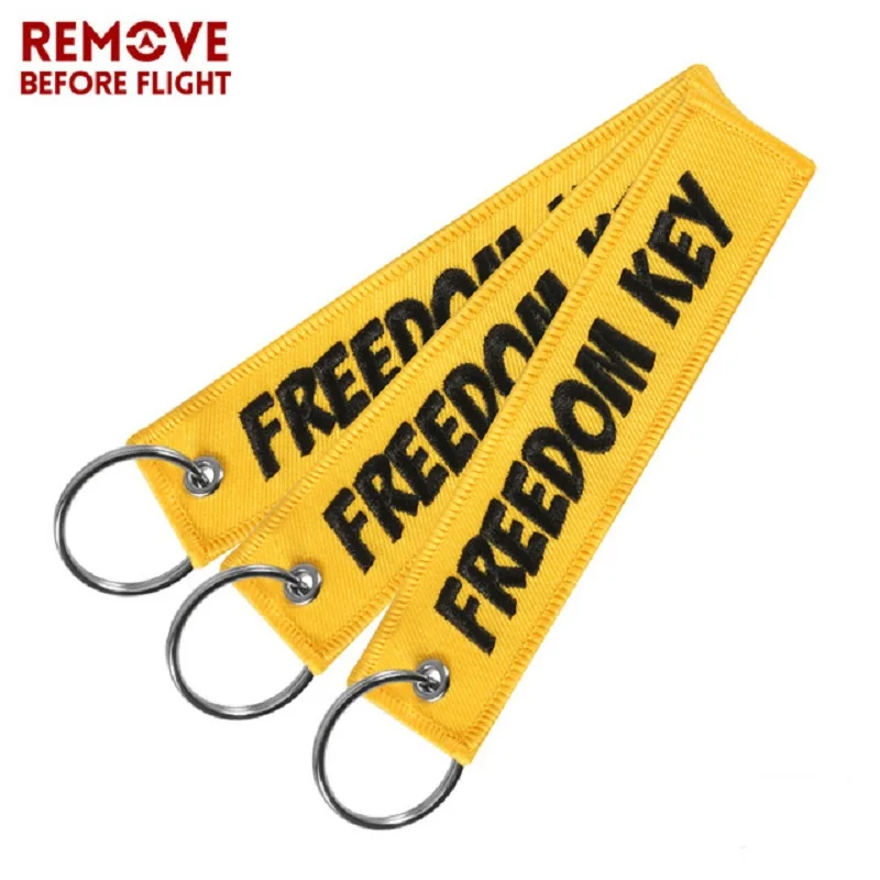 Брелок с вышивкой freedom для мотоциклов и автомобилей желтый на заказ 3 шт.|Брелоки| |