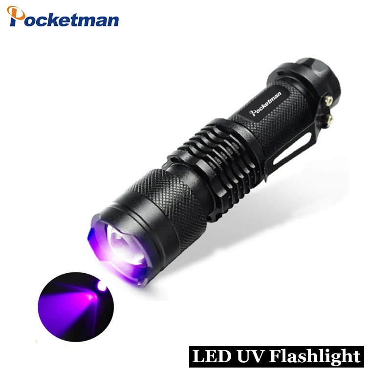 

Zoomable Led UV Flashlight Torch Light 395nm Ultra Violet Light UV Lamp AA Battery For Marker Checker Cash Detection