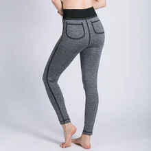 Декоративные карманы женские лосины для бега на талии пэчворк с высокой талией высокая эластичность, для йоги штаны Фитнес тренажерный зал Спортивные штаны Femme