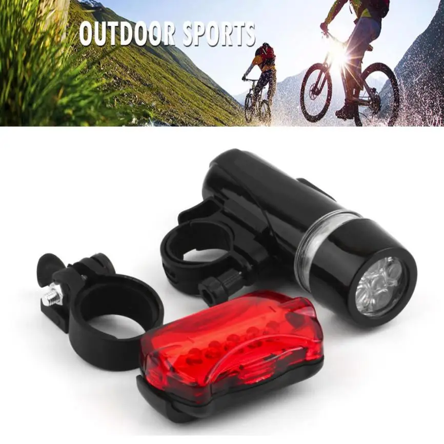 Best Waterproof Bike Bicycle Lights 5 LEDs Bike Bicycle Front Head Light Rear Lamp Triple Brightness Cycling Riding Headlight P40