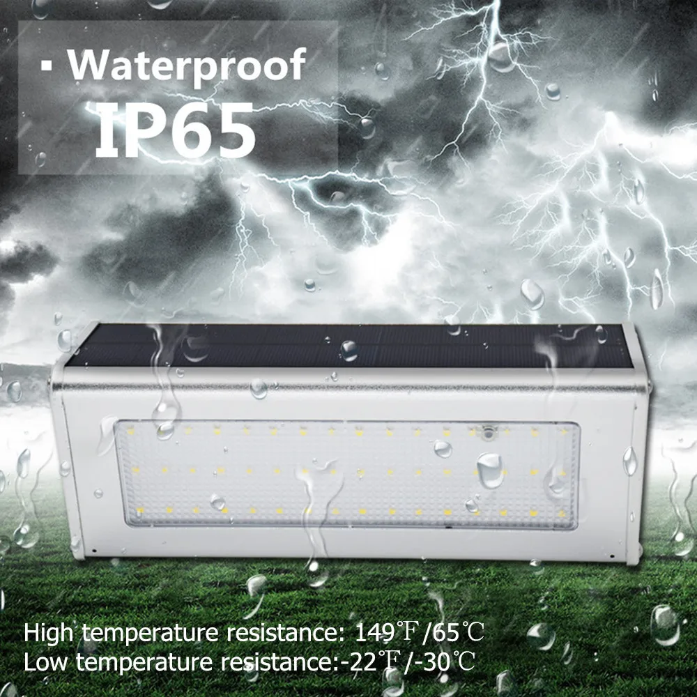 Outdoor Wall Light Security Solar Lamp With Motion Sensor Aluminum Alloy Street Porch Light lampada 48 LED 800LM Waterproof