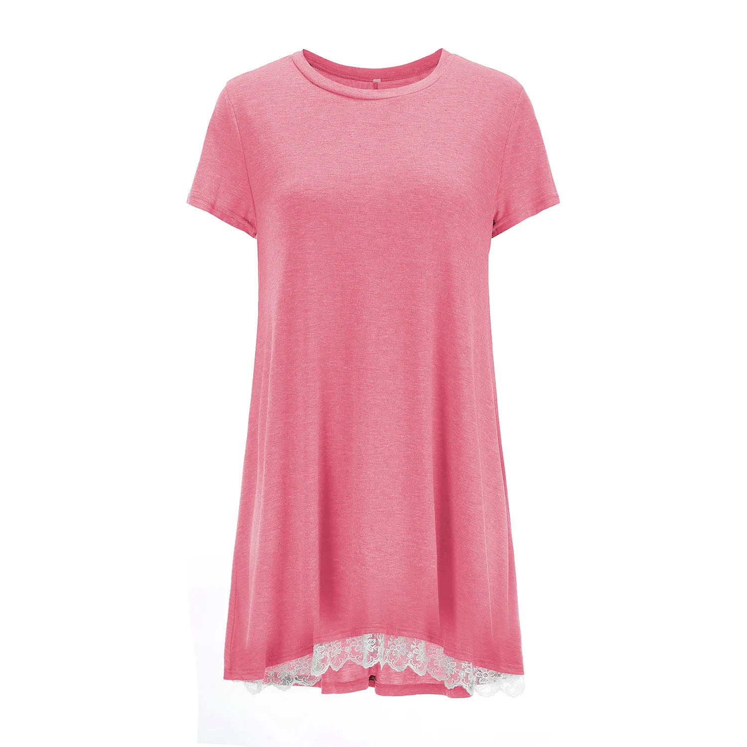 

Women Summer Tops T Shirt Short Sleeve Lace Floral Solid Loose Casual T Shirt Blusas