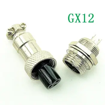 

Aviation Plug GX12-3 3pin 12mm Male & Female panel Metal Connector