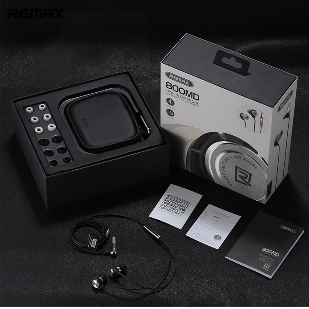 Наушники Remax RM 800MD Hybrid In Ear проводные 3 5 мм HIFI наушники с микрофоном для Iphone Samsung Xiaomi