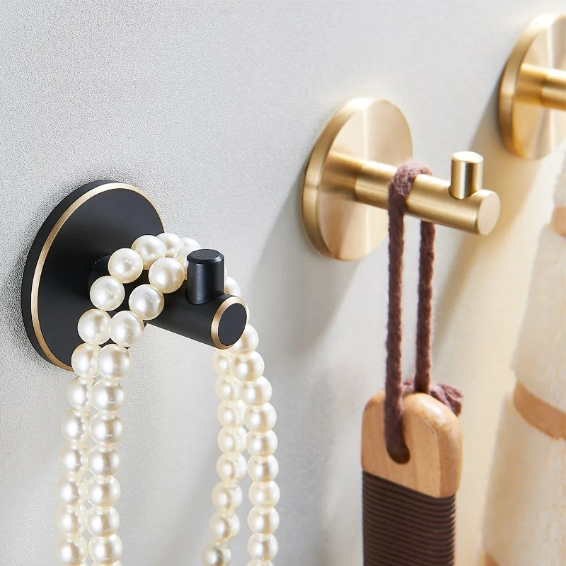 

Solid Brass Wall Mount Coat Hat Scarf Single Robe Hook Brushed Gold,Black, Antique Hook Up For Cap, Coat,Key Kitchen Hooks
