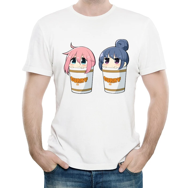 

Yuru Camp T Shirt White Color Short Sleeve Yuru Camp Logo T-shirt Top Tees tshirt Laid-Back Camp T-shirt