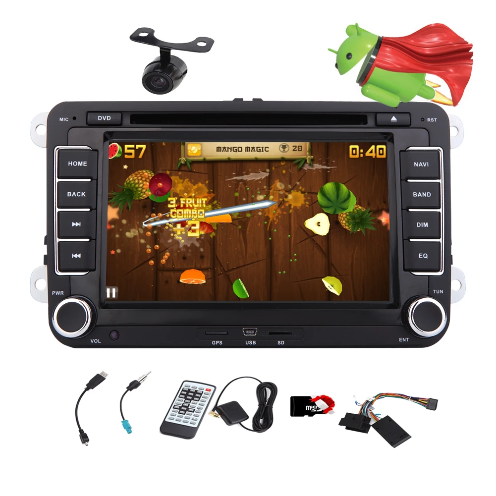 Best Android 5.1 Logo Audio Video APP Radio BT Stereo 4-Core Car DVD Auto AMP 1080P CD SD Map WiFi GPS Navigation For VW Volkswagen 11