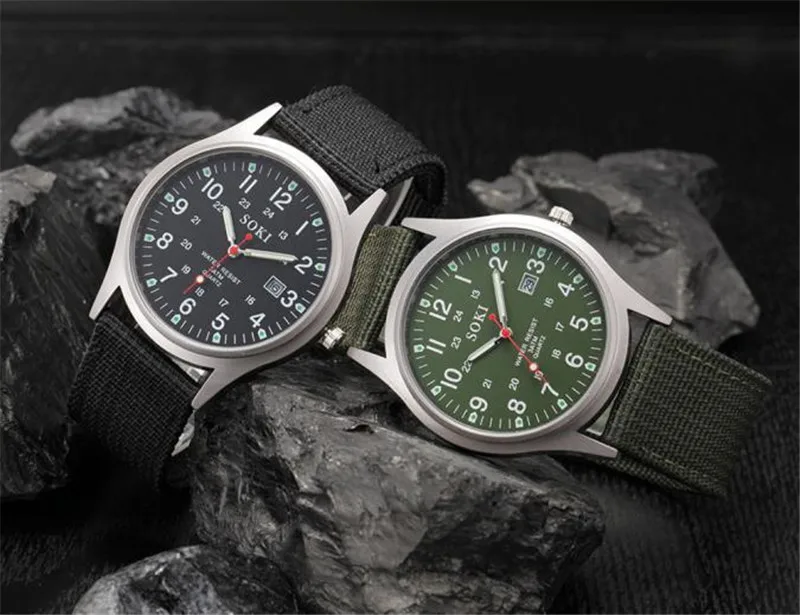 Военные армейские мужские часы с датой, Холщовый ремешок из нержавеющей стали, Спортивные кварцевые наручные часы, мужские часы, водонепроницаемые мужские часы A8