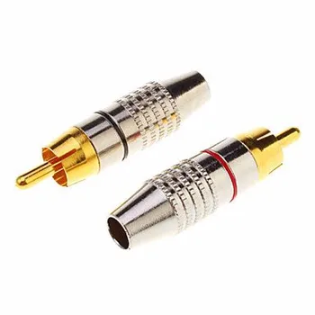 

Gold Plated solderless Audio Video Phono RCA Male Plug Adapter Connector Gold+Silver