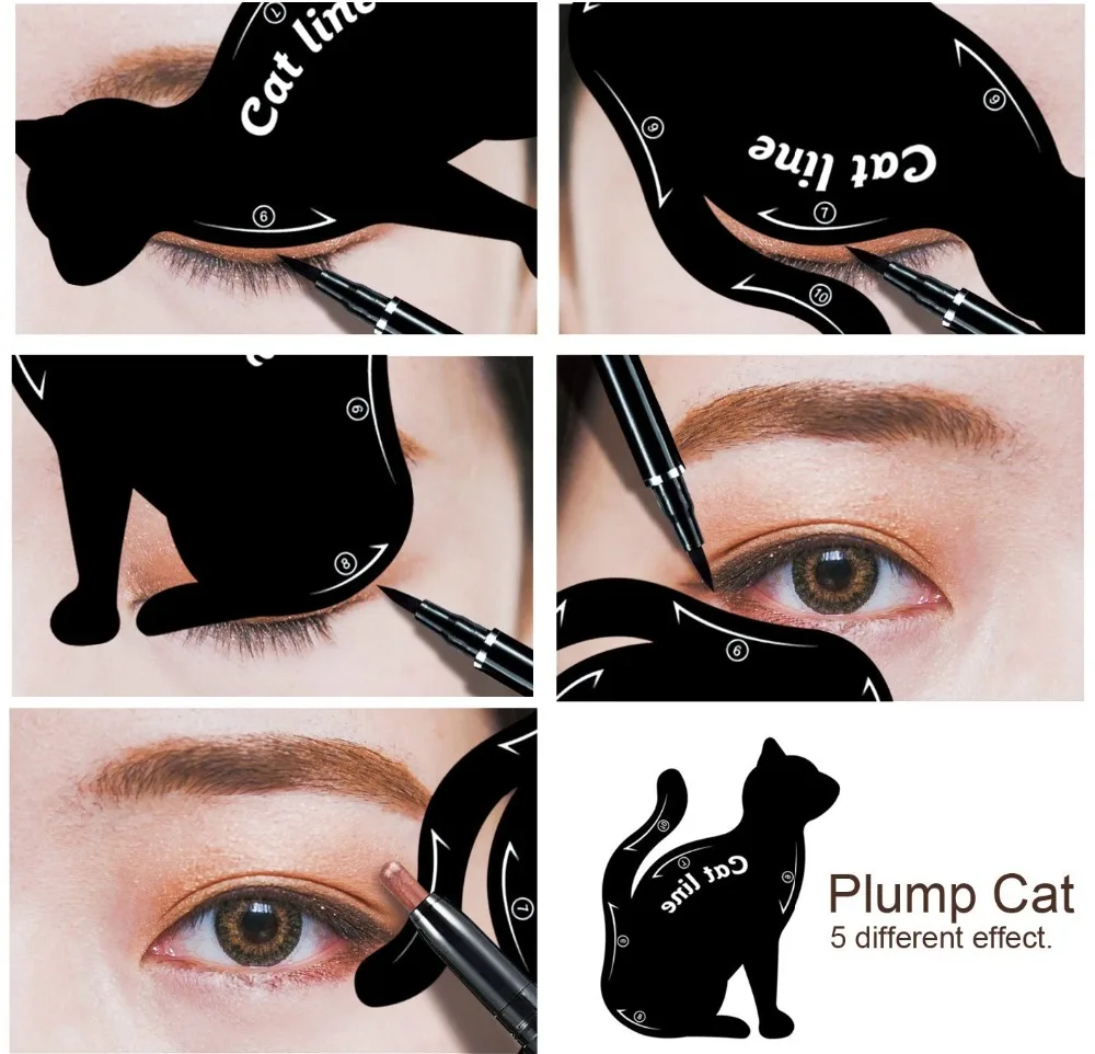 Cat Eyeliner Stencils Pro Eye Makeup Tool Cat Tail Line Eyebrow Shaper Eyeshadow Stamping Model Templates Beauty Makeup Tools  (3)