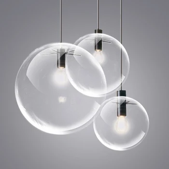 

Nordic Pendant Lights Globe Chrome Lamp Glass Ball Pendant Lamp Lustre Suspension Kitchen Light Fixture E27 Home Lighting