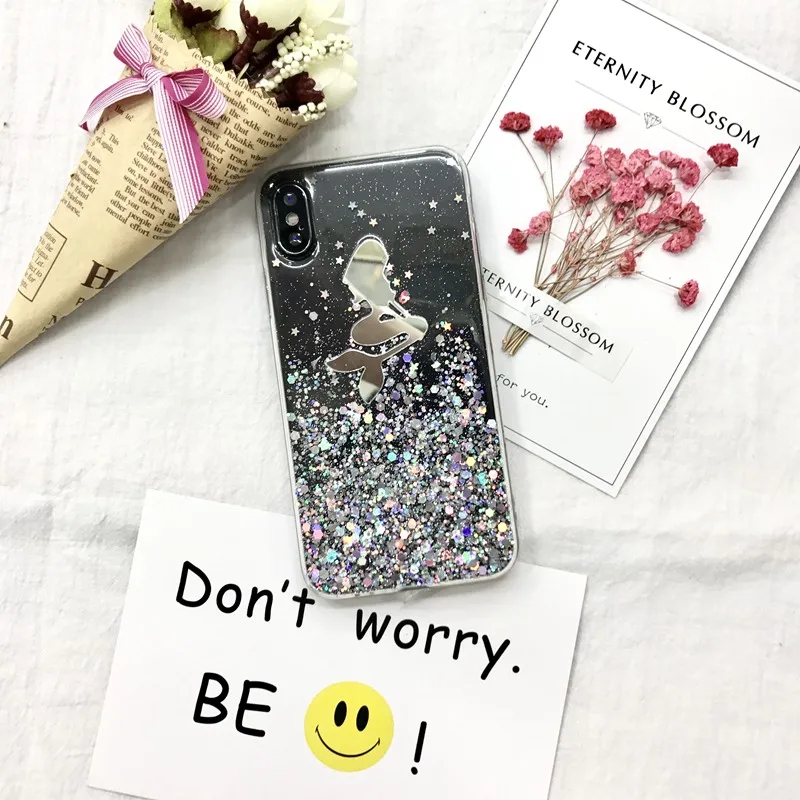 Tfshining 3D Cartoon Alice Princess Mermaid Phone Case For iPhone 8 7 6S 6 Plus Cute Back Cover Clear Case For iphoneX Xs Max XR (6)