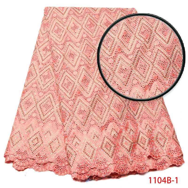 

Africa Laces Dresses For Women, Peach Swiss Voile Lace In Switzerland, Latest African Cotton Laces With Stones MR1104B