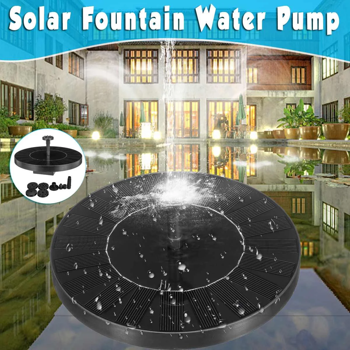 

AUGIENB Solar Water Floating Pump Fountain 1000mAh Pool Solar Garden Fountain Artificial Outdoor Fountain Solar Pump Kit Set
