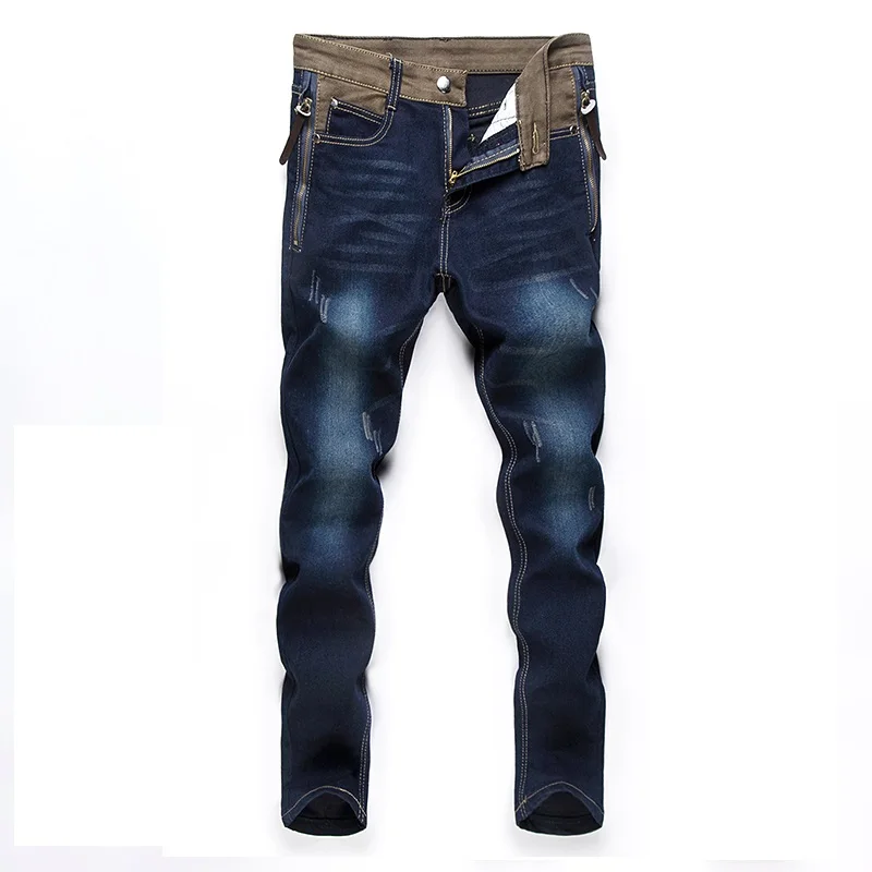 

British 2017 New Fashion Men's BikerS Jeans Brand Design Wash Ripped Jeans Shinny Robin Jeans Male Denim Pants Big Size 40