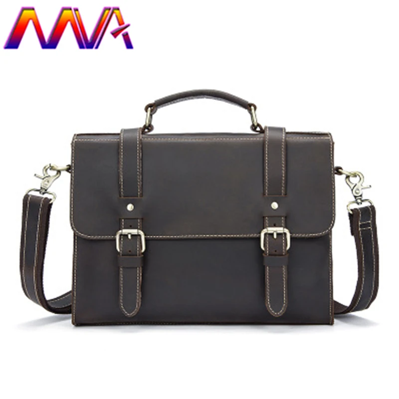 

MVA Crazy Horse Men`s Briefcase Quality Genuine Leather Men Shoulder Bag for Fashion Business Men Casual Messenger Bag