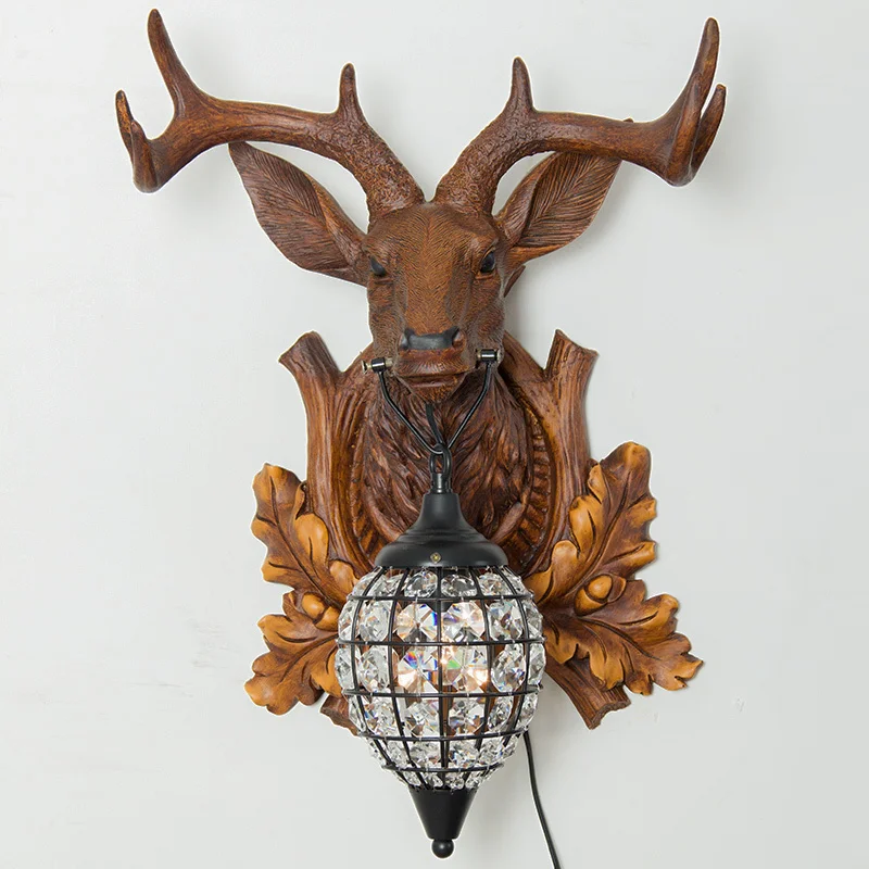 

Antlers wall light bar living room restaurant cafe store entrance hallway personality deer wall lamp crafts FG462