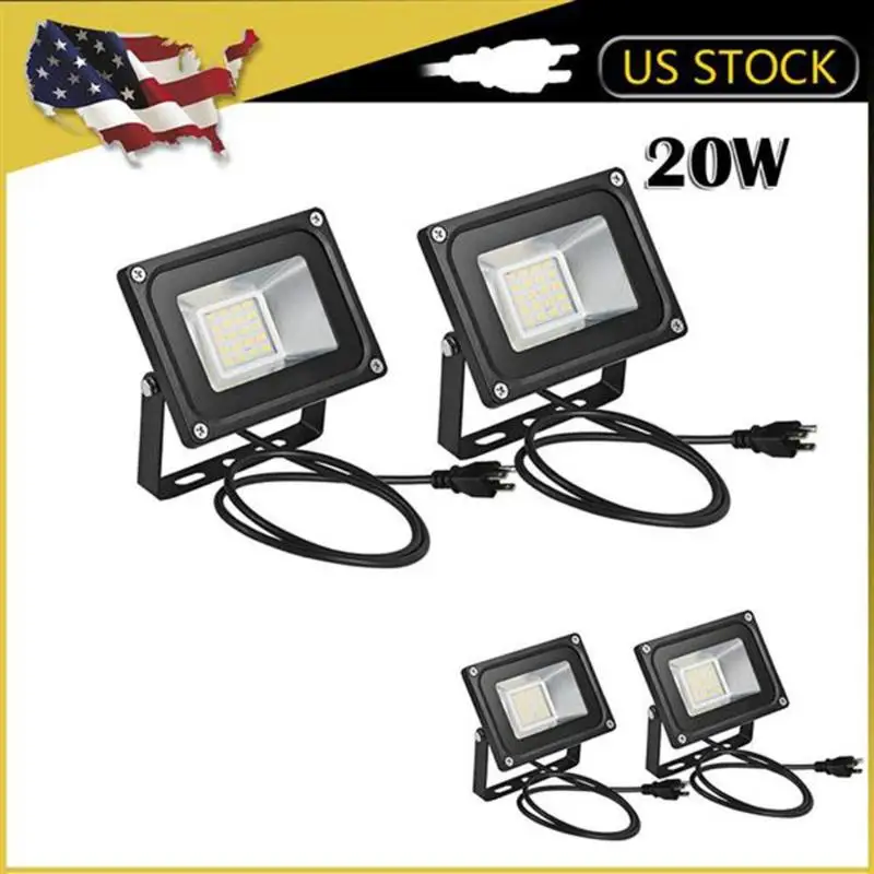 

4pcs 20W LED Flood Light Cool White with US Plug 110V E5M1