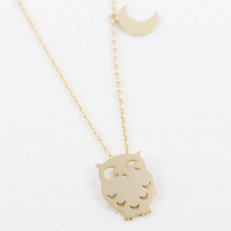 

Yiustar New Gold Color Chain Moon Spring Style Owl Necklace Half Moon Choker Necklace for Women Animal Jewelry Necklace Chains