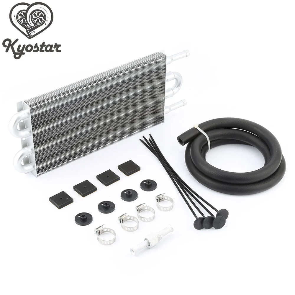 

4 Row Remote Transmission Oil Cooler Aluminum Plate & Fin Oil Cooler Auto-Manual Radiator Converter Kit