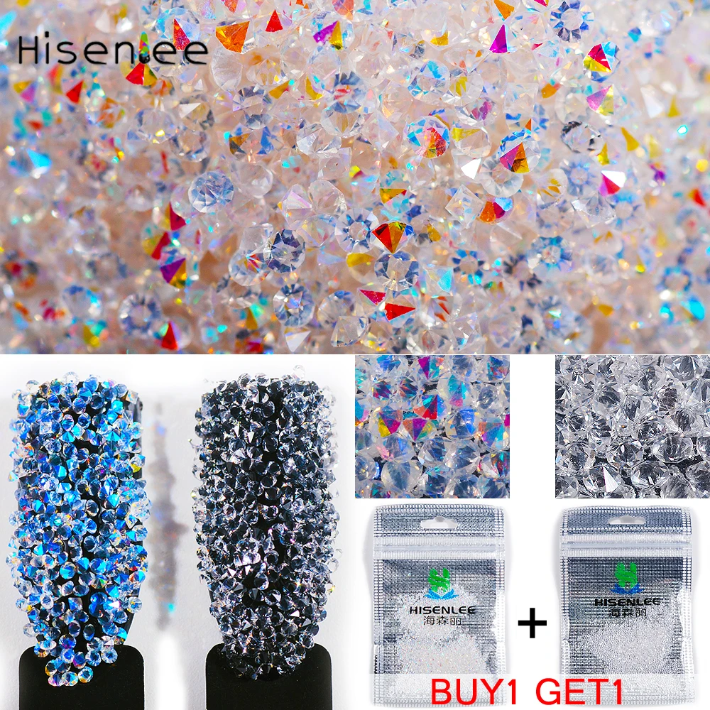 

New Buy 1 get free 1 Crystal 1.3mm 1440pcs Many Colors Micro Diamond 3D Nail Art Rhinestone DIY Nails Art Decorations Tool