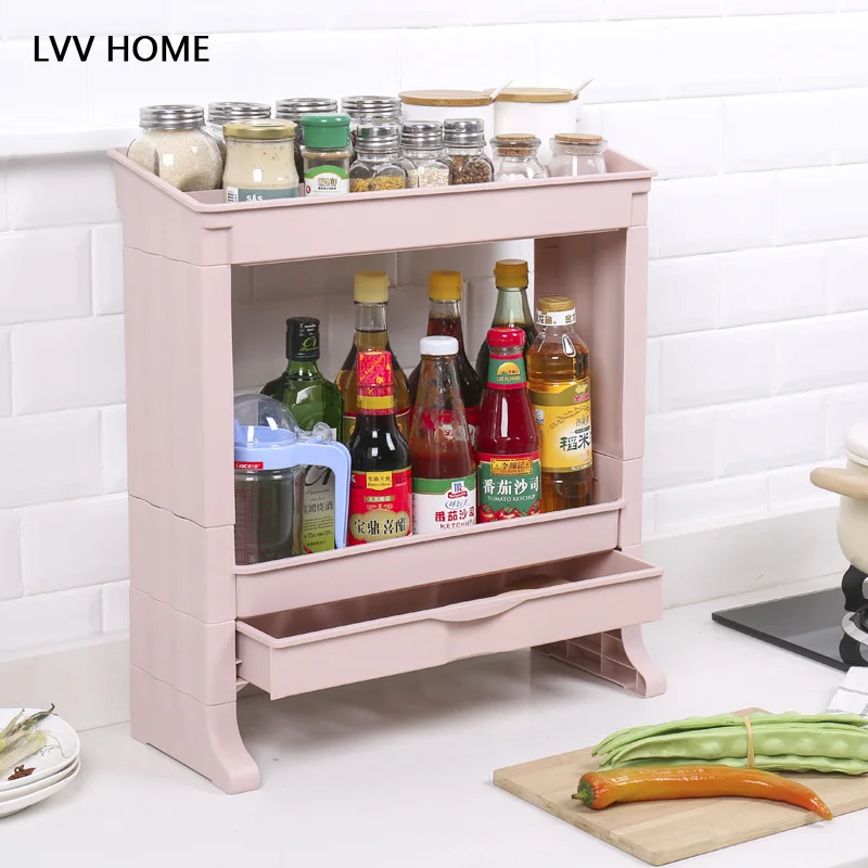 

LVV HOME Kitchen storage rack/Multi-function bathroom double storage rack Household items kitchen storage supplies