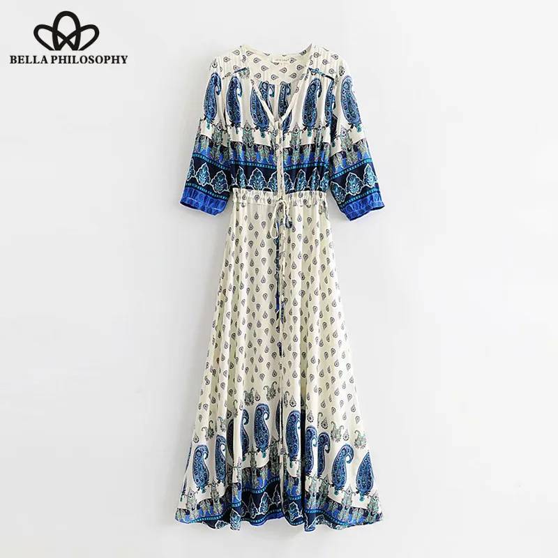 NEW Summer Print Boho Dress Vintage Short Sleeve Female Loose Long Maxi Dress Casual Holiday Lady Beach Dress Vestido Wonder