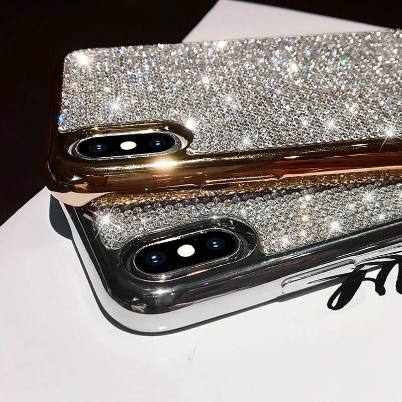 

Rhinestone Bling Glitter Case for iphone XS MAX XR 10 X 7 8 Plus 6 6s Soft Silicone TPU Diamond Sexy Girl Protector Back Cover