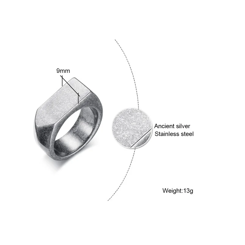 Мужское плоское окисленное серебряное кольцо со стрелкой для мужчин, IP нержавеющая сталь, винтажное рустикальное кольцо, мужские ювелирные изделия, аксессуары Anillos
