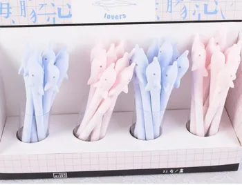 

korea lovely dolphin lover gel ink pen cartoon stationery prize kawaii stydent pen office writing pen black neutral pen 32pc/lot