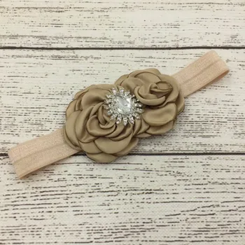 

500pcs/lot Baby Double Satin Poppy Flower Matching Sparking Rhinestone Headband Luxe Headband
