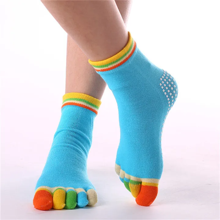 8 PF Cotton Socks Five Fingers Multicolor Socks Skid Resistance Dots Pattern Printing Chaussette Femme Women's Toe Socks WZ035