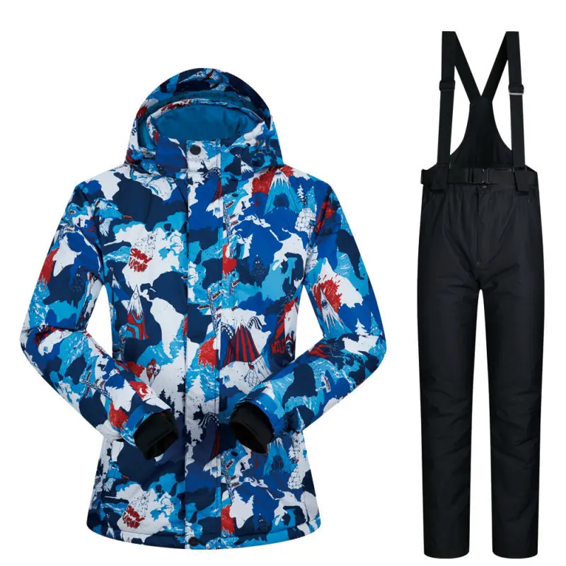 30 градусов женские зимние походные лыжные куртки и брюки для кемпинга ветрозащитные водонепроницаемые теплые дышащие сноубордические костюмы - Цвет: LHXG BLACK