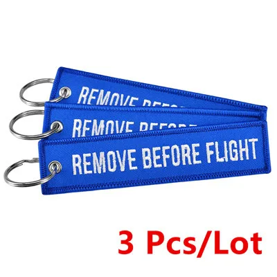 3Pcs/lot Remove Before Flight Keychains For Aviation Gifts Embroidery Customize Keychains Keyring key Holder Cars Sleutelhanger Style9