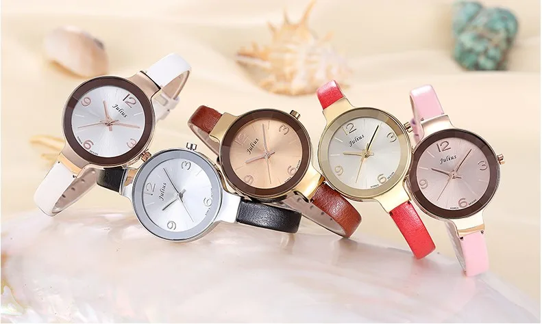 Распродажа! Короткие в цвете Япония кварцевые Mov't мужские часы Julius Royal Crown женские часы модные часы натуральная кожа нержавеющая сталь
