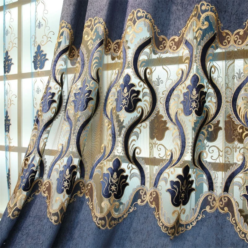 Европейские Роскошные полые вышитые шторы для гостиной шенилловая ткань для шторы для спальни тюлевый балдахин T207#4