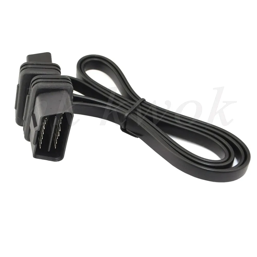 Плоский тонкий как лапша OBDII OBD2 16Pin ELM327 мужчин и женщин Локоть удлинитель OBD 2 авто разъем диагностического кабеля адаптера P15